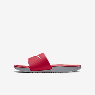 red and white nike sandals