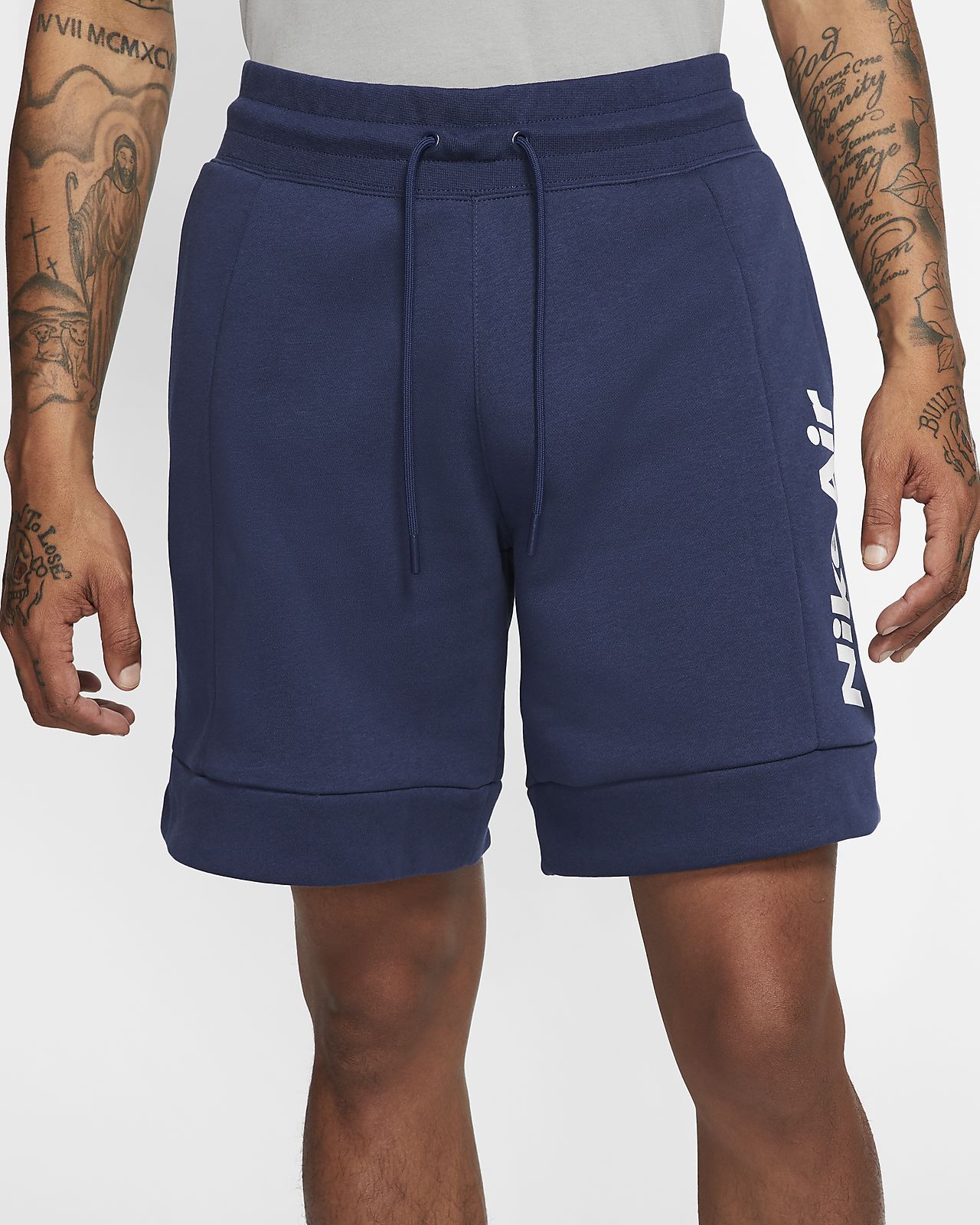 navy nike fleece shorts