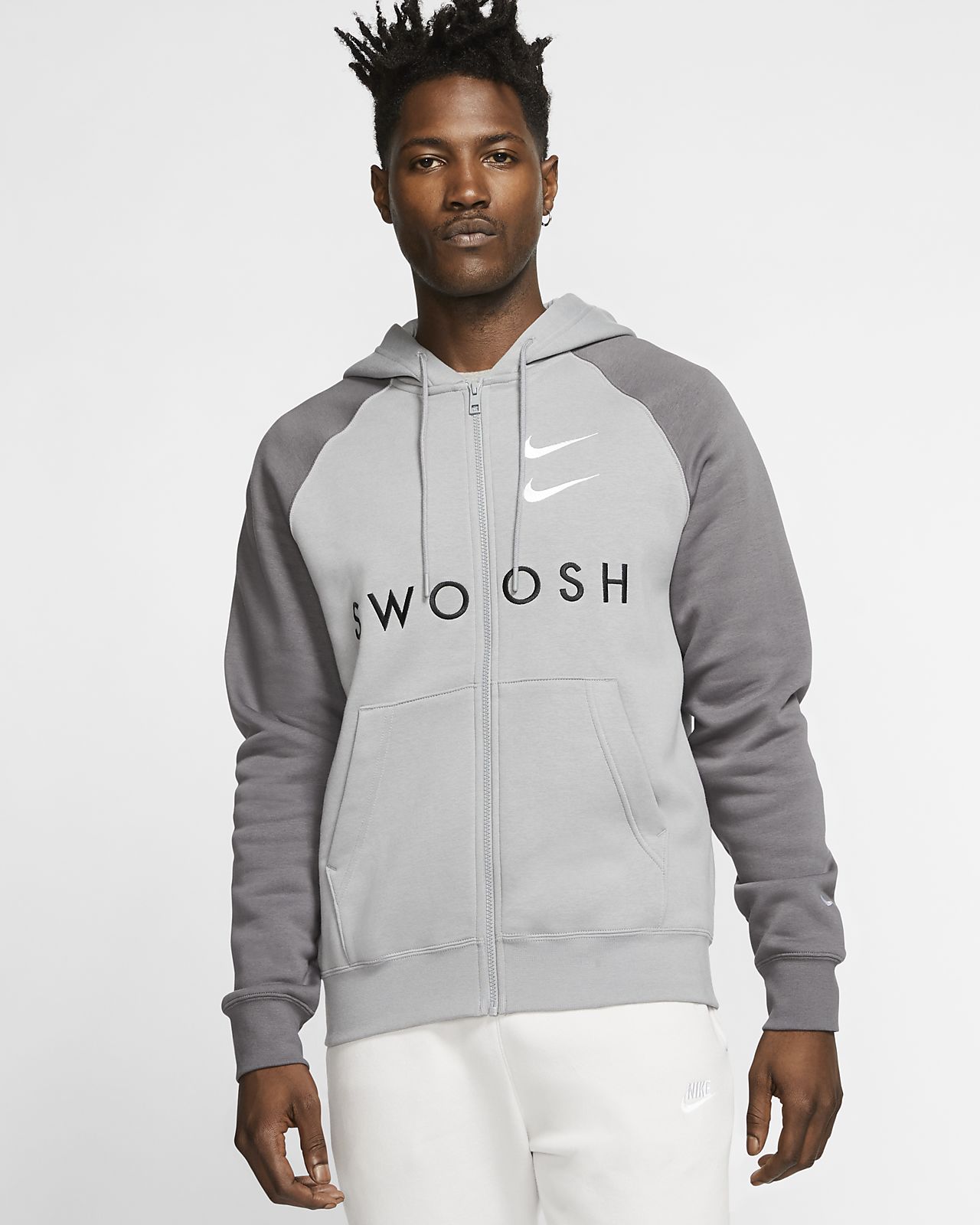 nike swoosh grey hoodie