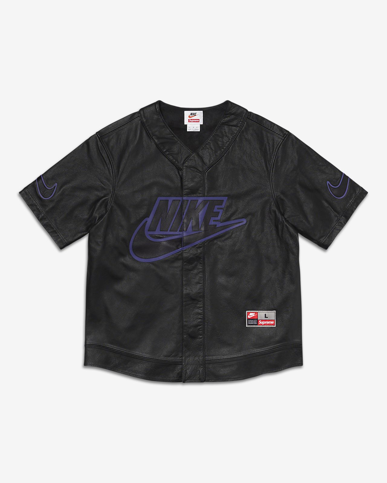 supreme nike leather baseball jersey