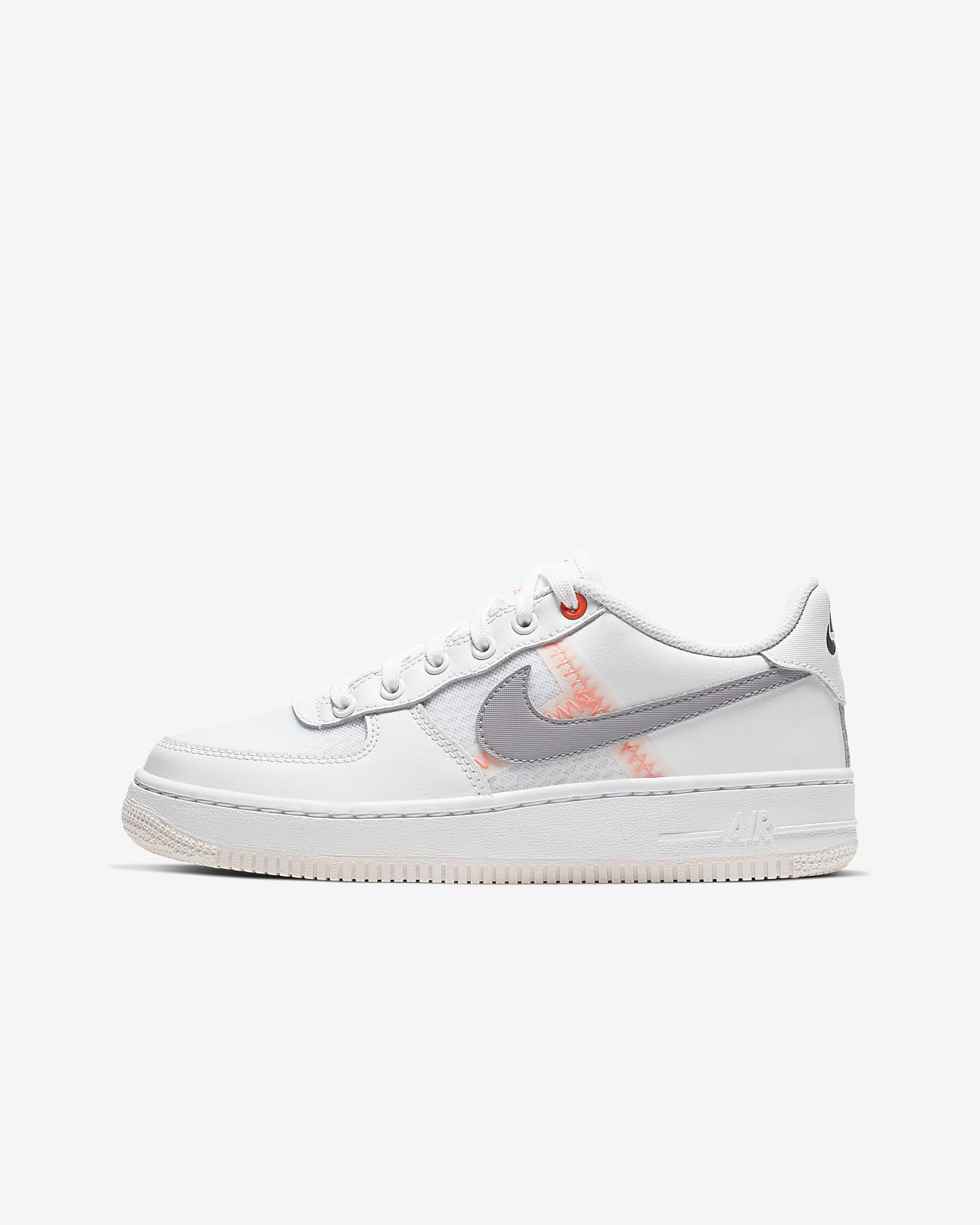 white & grey air force 1 lv8 trainers