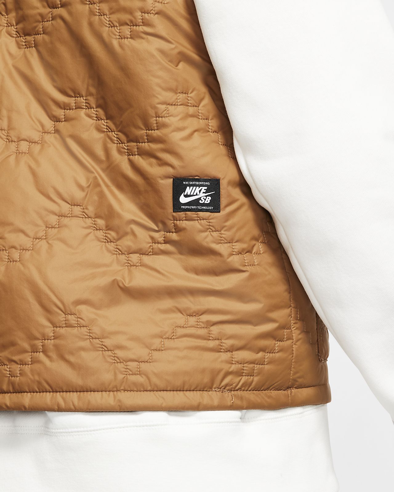 nike air quilted fleece parka jacket in orange/khaki nike air quilted fleece parka jacket in orange/khaki
