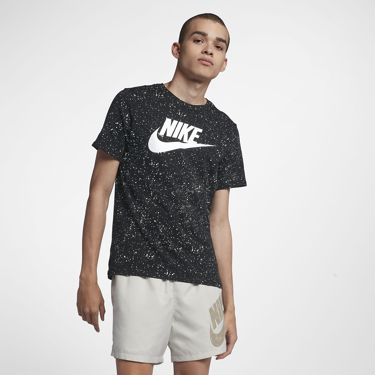 Nike Sportswear Print T-Shirt Black/Black/White : Mu8506 Nike Sportswear Print T-Shirt Black/Black/White : Mu8506
