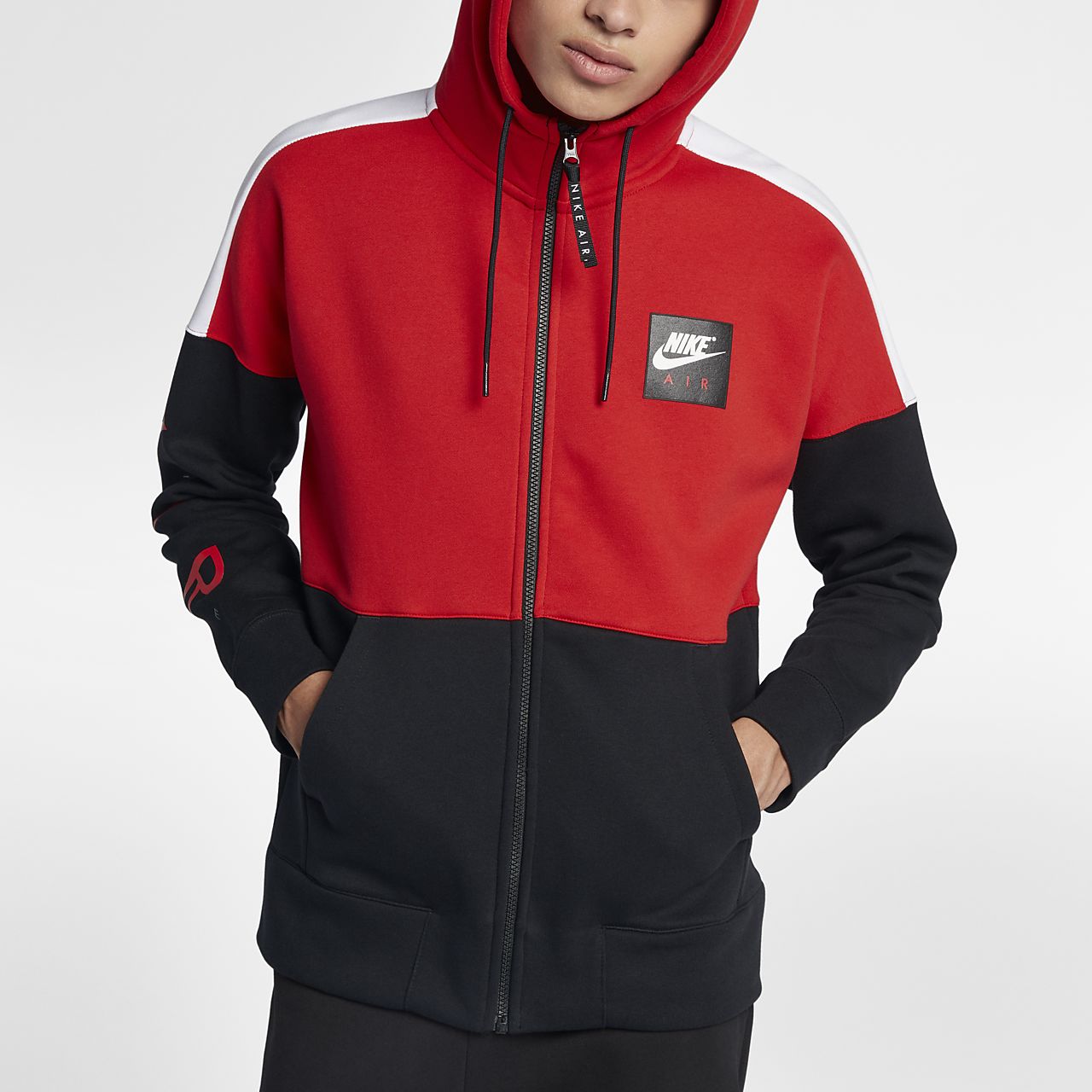 red nike zip up hoodie