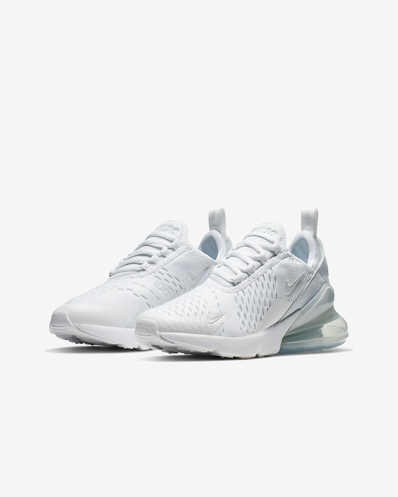 Nike Air Max 270 Gs Youth 943345 103 Triple White Metal Nike Air Max 270 Gs Youth 943345 103 Triple White Metal