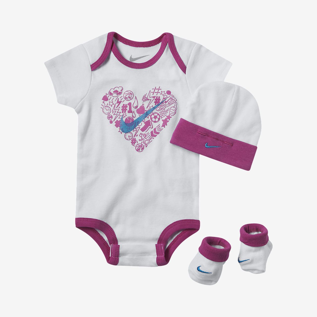 Nike Doodle Heart Three-Piece Infant Set. Nike.com ... Nike Doodle Heart Three-Piece Infant Set