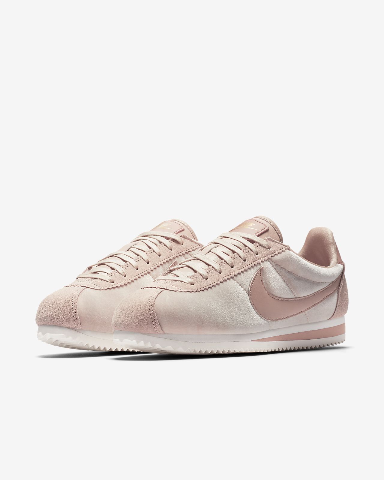 nike beige with gold swoosh suede cortez se trainers