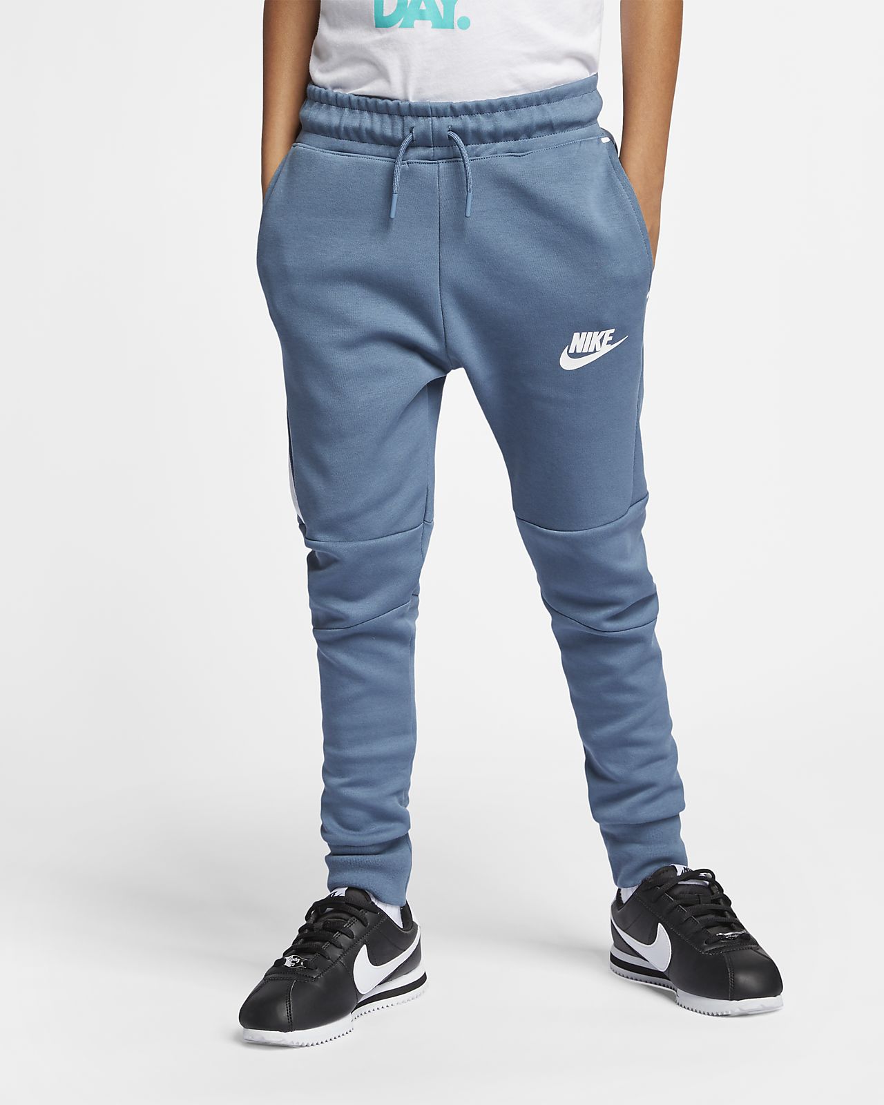 nike fleece pants blue