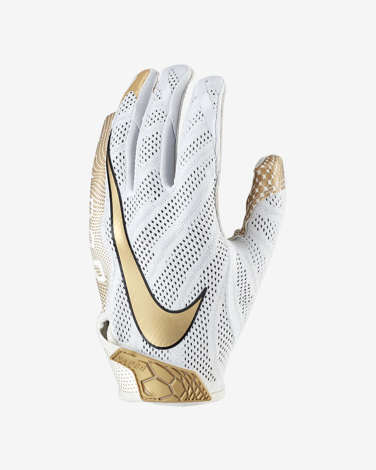 white and gold nike football gloves