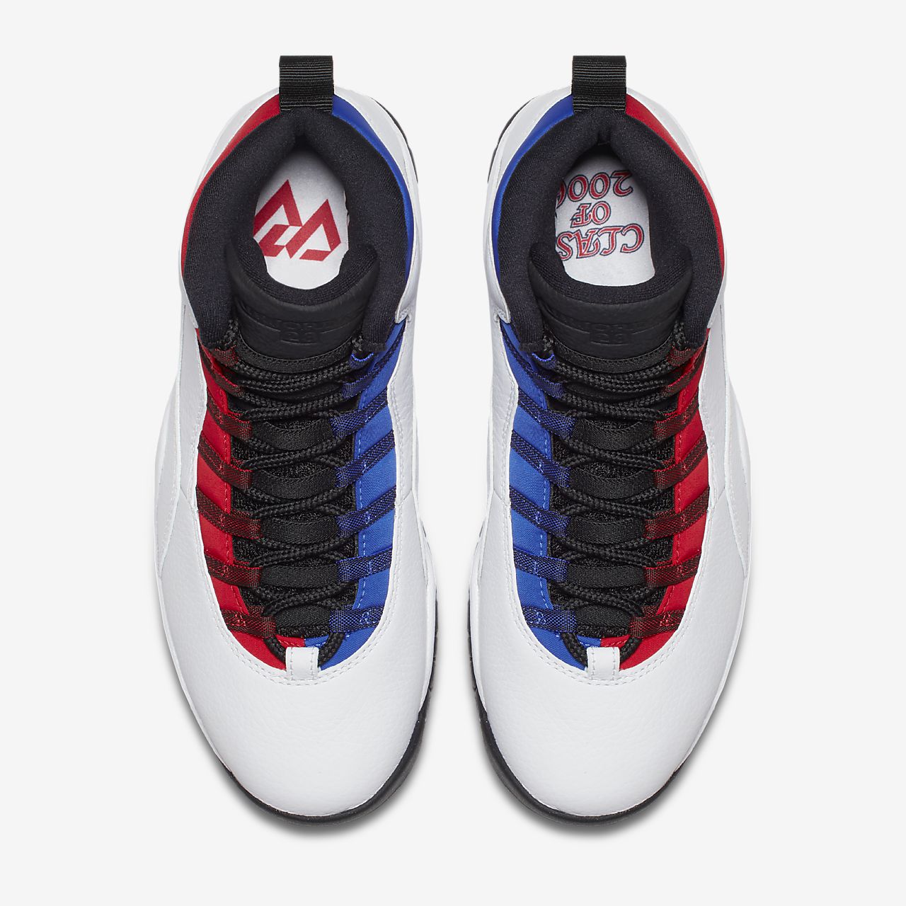 red white and blue jordans 10