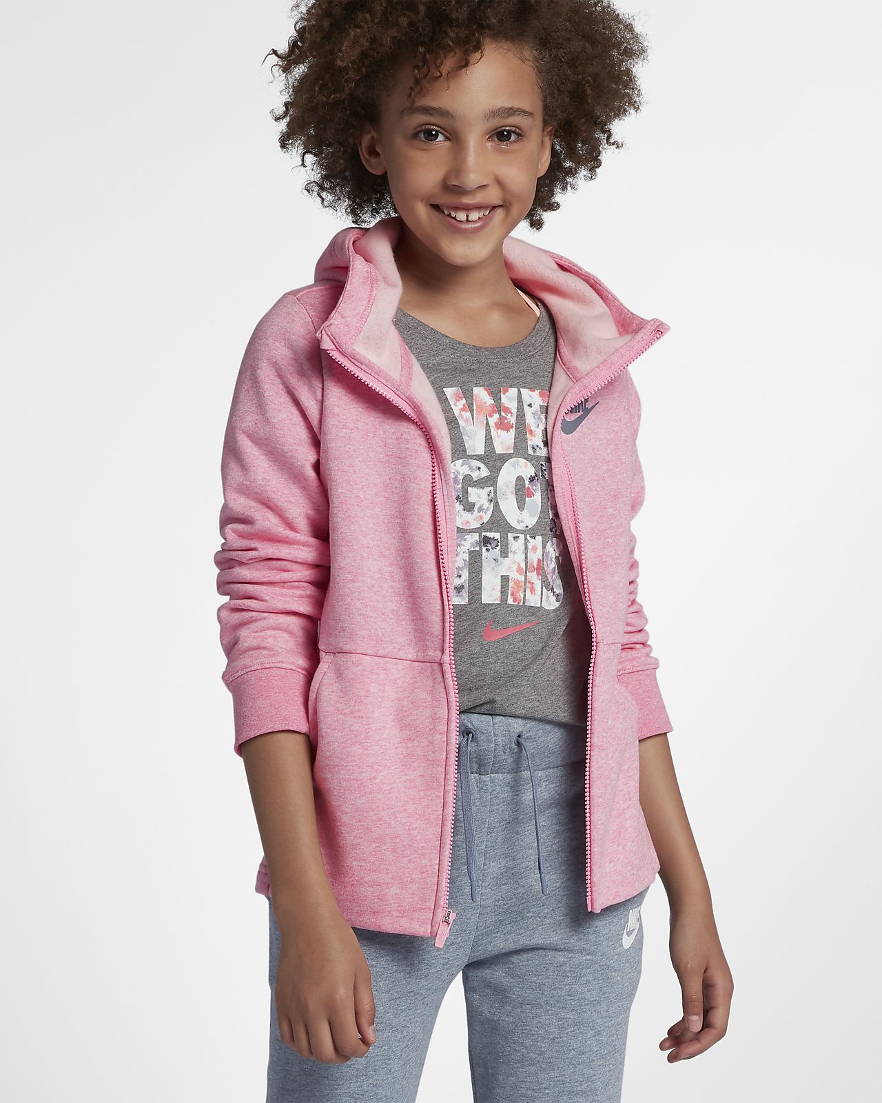 girls pink nike hoodie