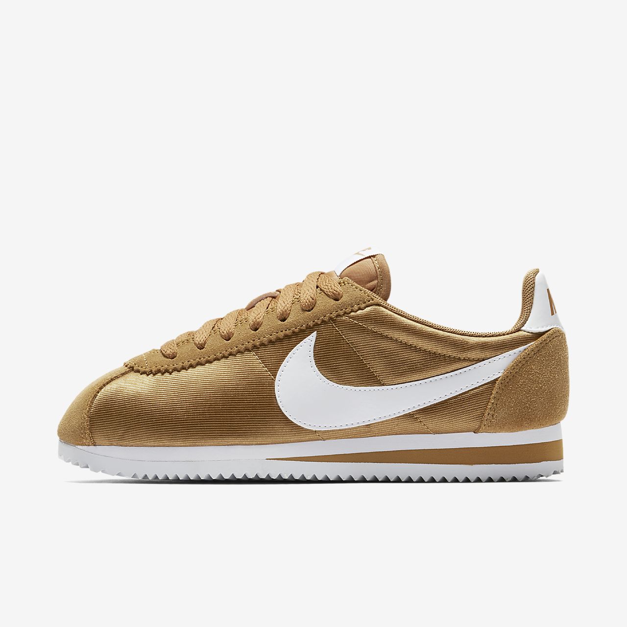 nike classic cortez leather lux trainers in bone and metallic bronze