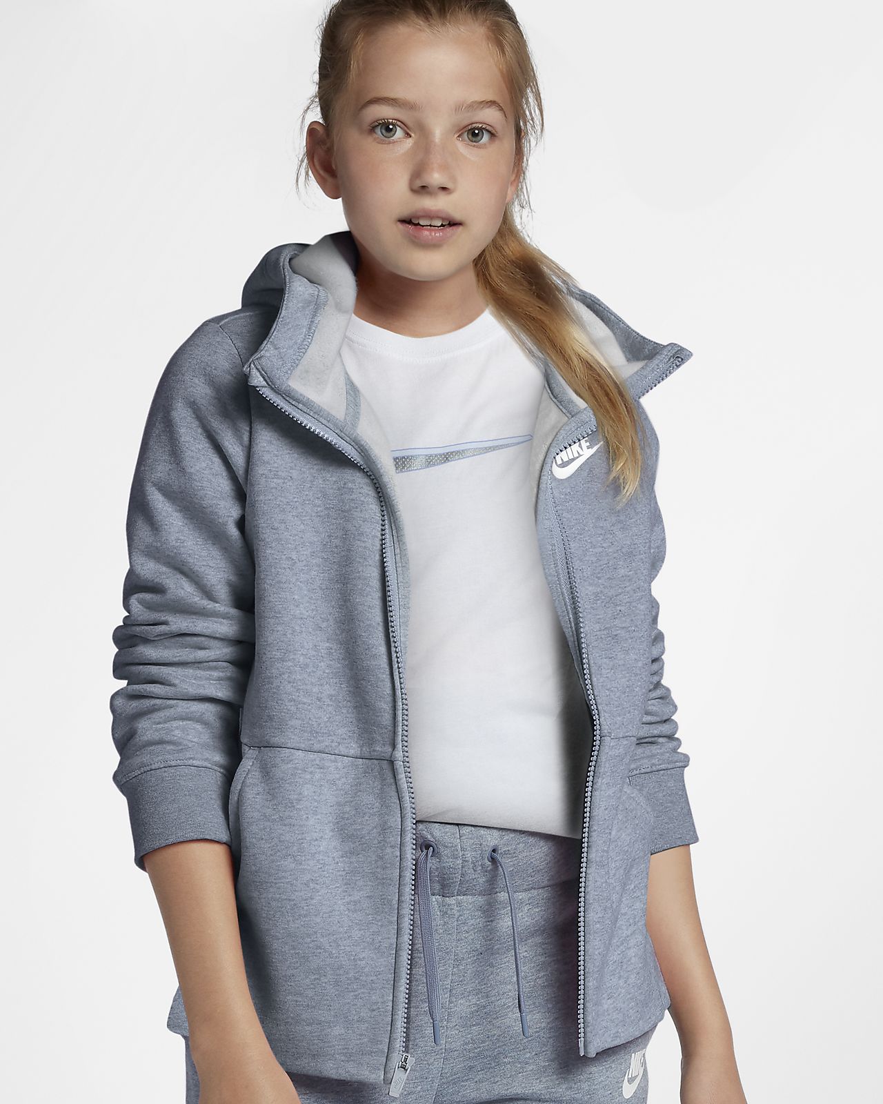 Nike Sportswear Older Kids' (Girls') Full-Zip Hoodie. Nike ...