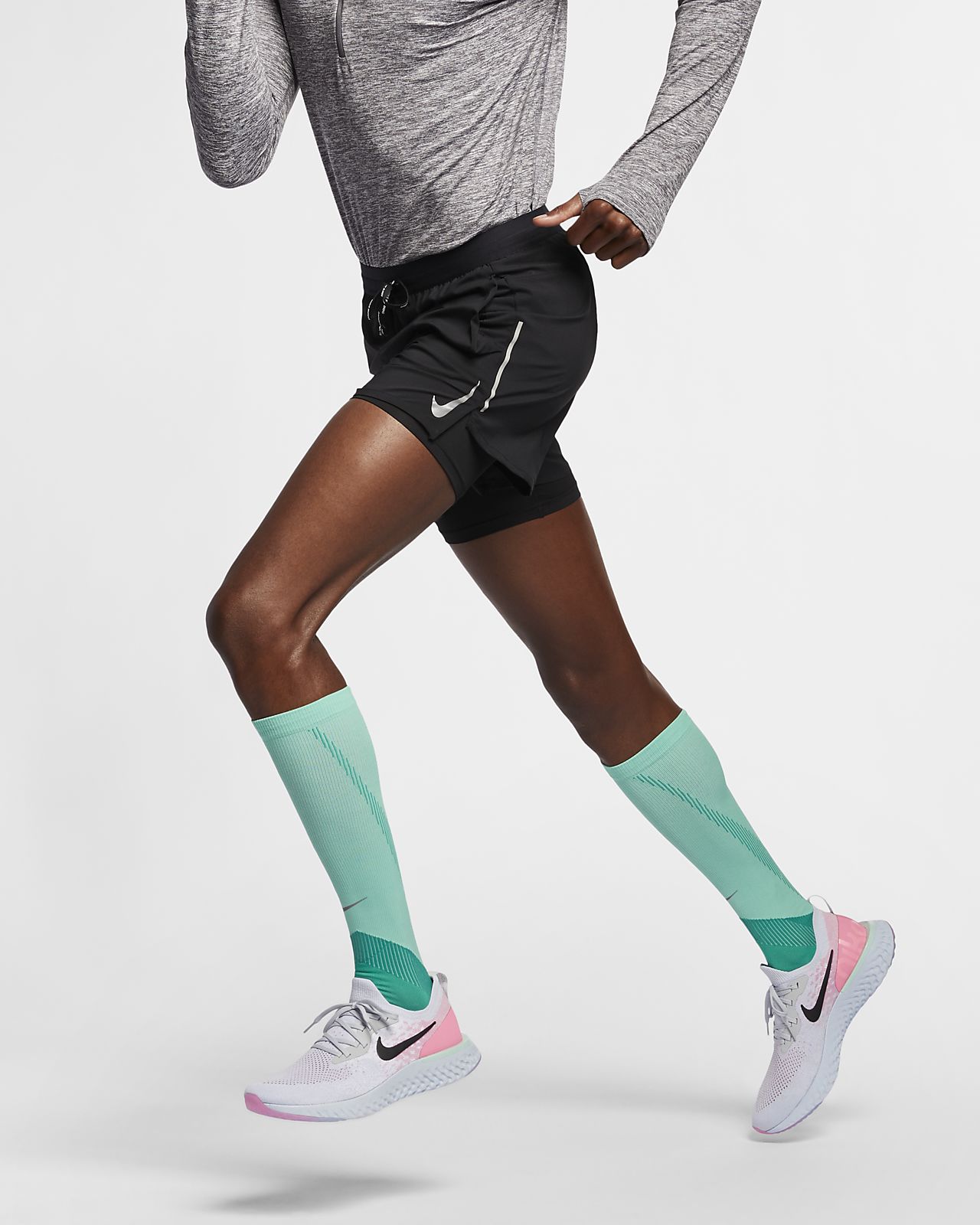 Nike Flex Stride 2 in 1 Laufshorts für Herren (ca. 13 cm) Nike Flex 2in1 Shorts Damen Schwarz, Silber