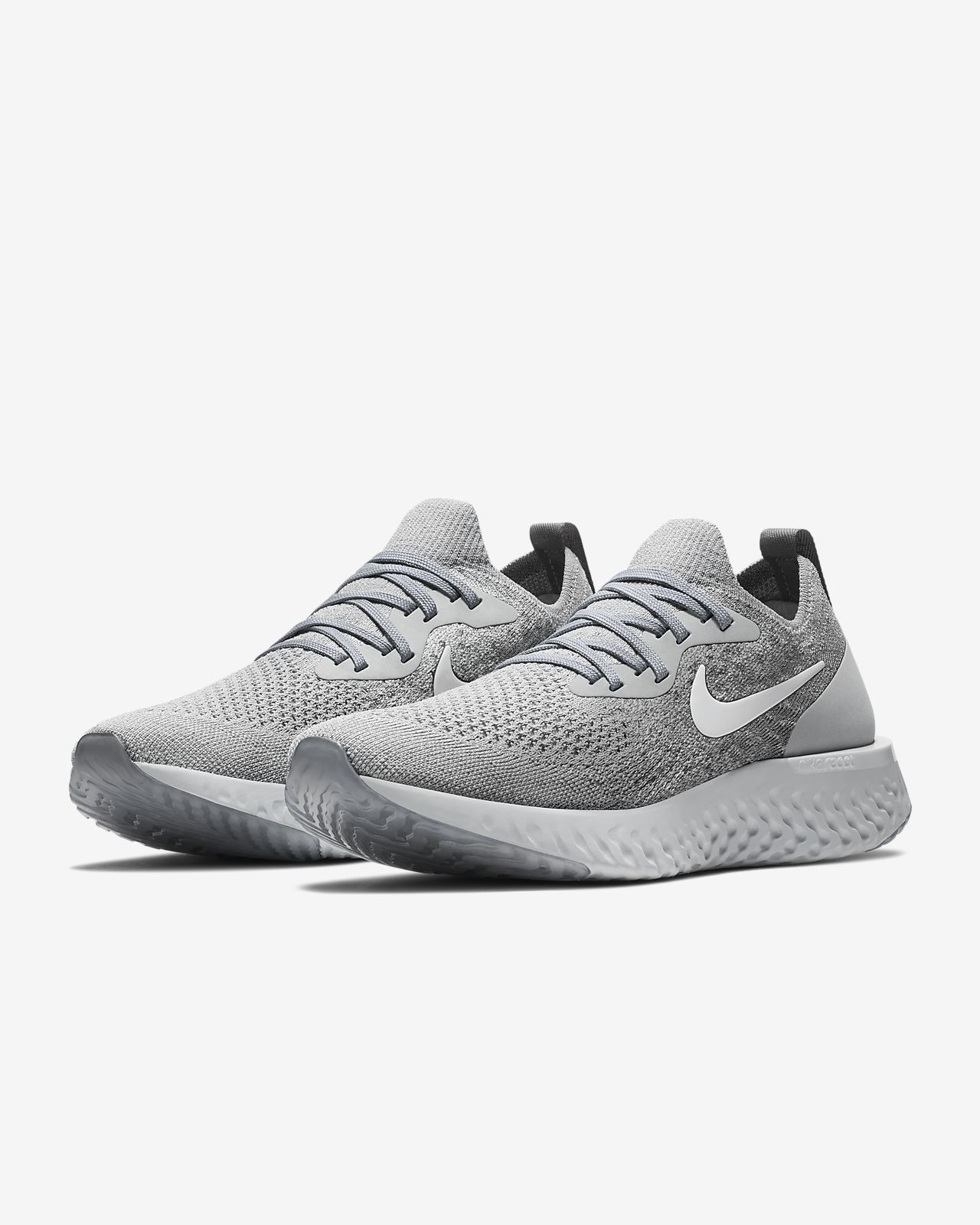 nike epic react flyknit grise wolf grey running shoes men's