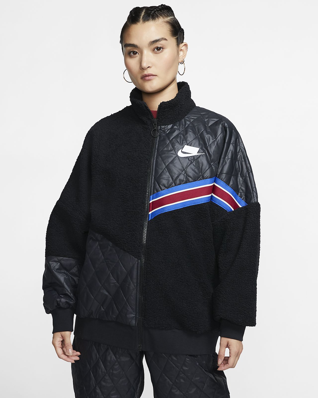 Nike Sportswear Nike Sports Pack Sherpa Track Jacket mit durchgehendem Reißverschluss für Damen Nike Sportswear Nike Sports Pack Sherpa Track Jacket mit durchgehendem Reißverschluss für Damen