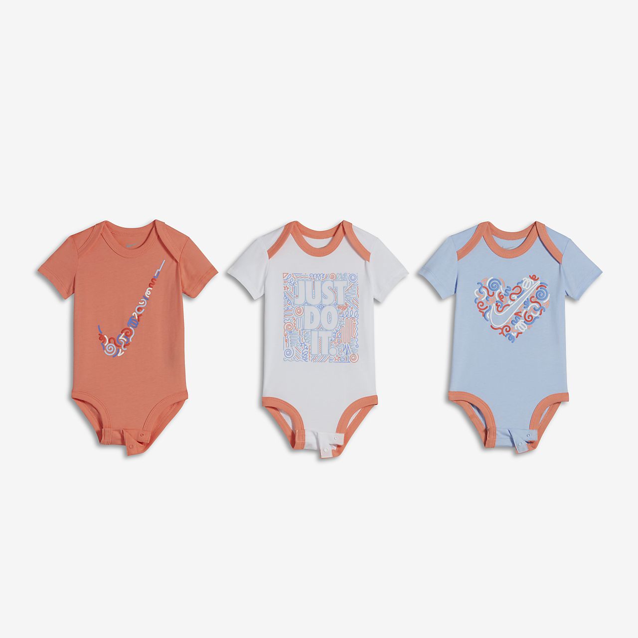 Nike Squiggle Three-Piece Infant Bodysuit Set. Nike.com ... Nike Squiggle Three-Piece Infant Bodysuit Set