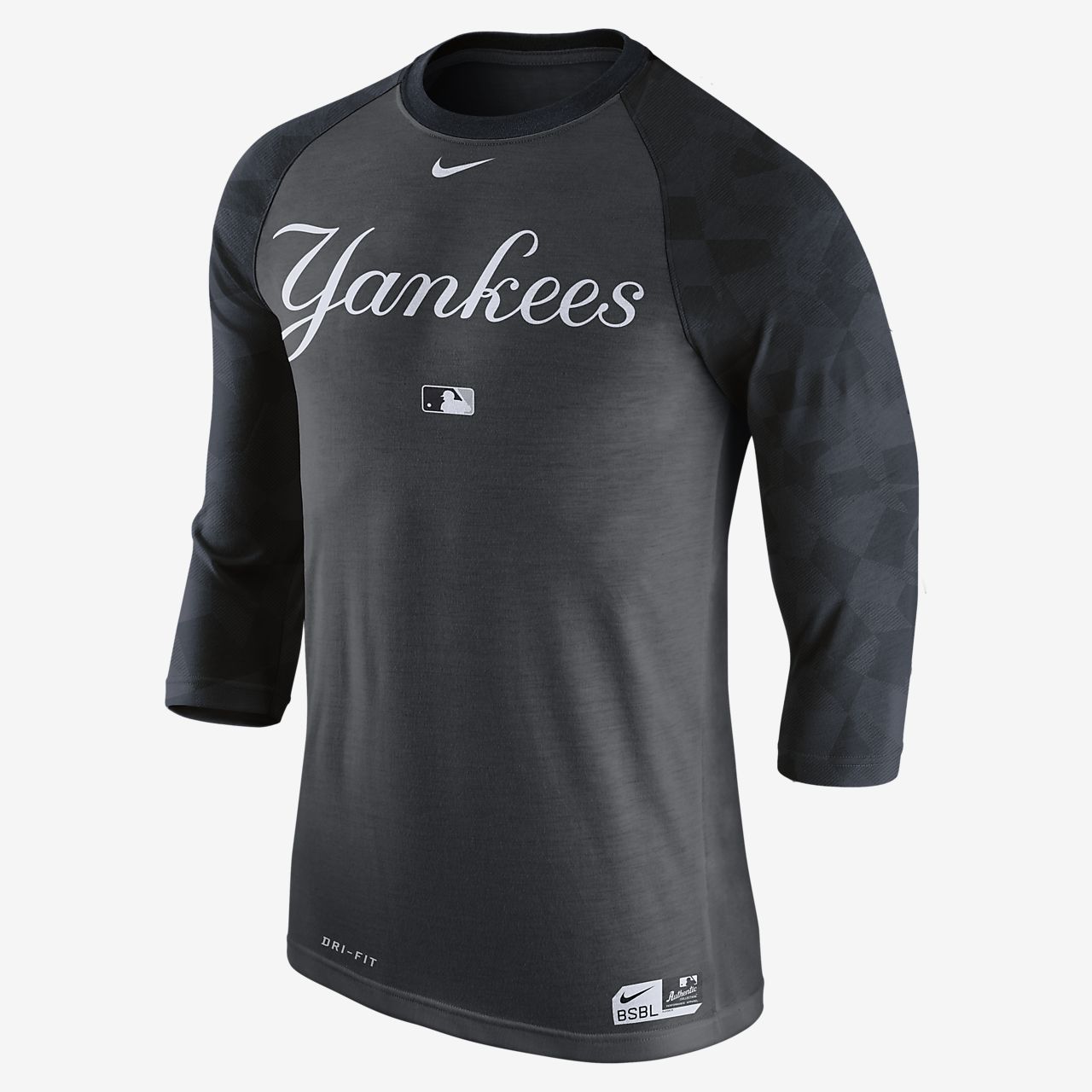 Nike Legend Raglan (MLB Yankees) Men's 3/4 Sleeve Top Charcoal Heather Nike Legend Raglan (MLB Yankees) Men's 3/4 Sleeve Top Charcoal Heather