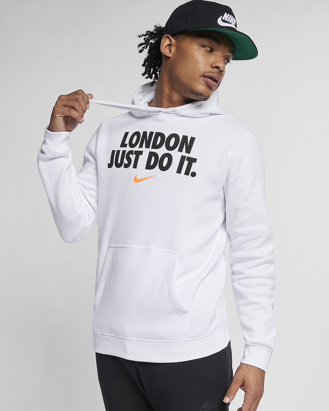 white nike just do it hoodie