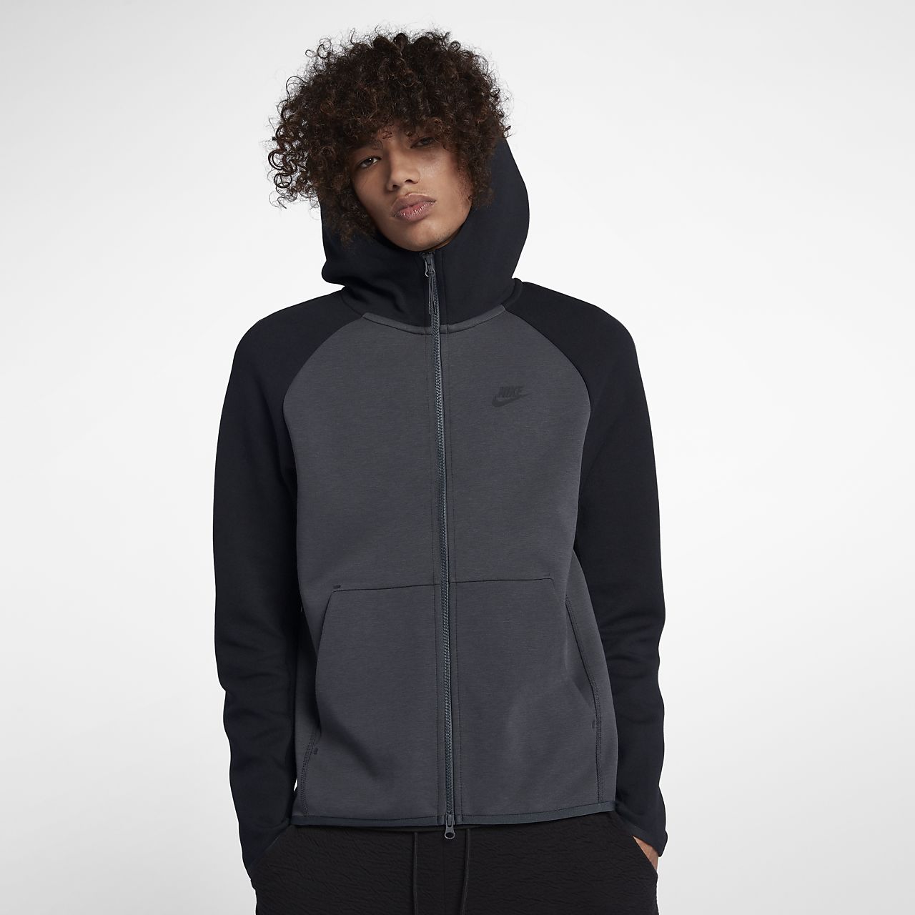 dark grey nike tech fleece hoodie