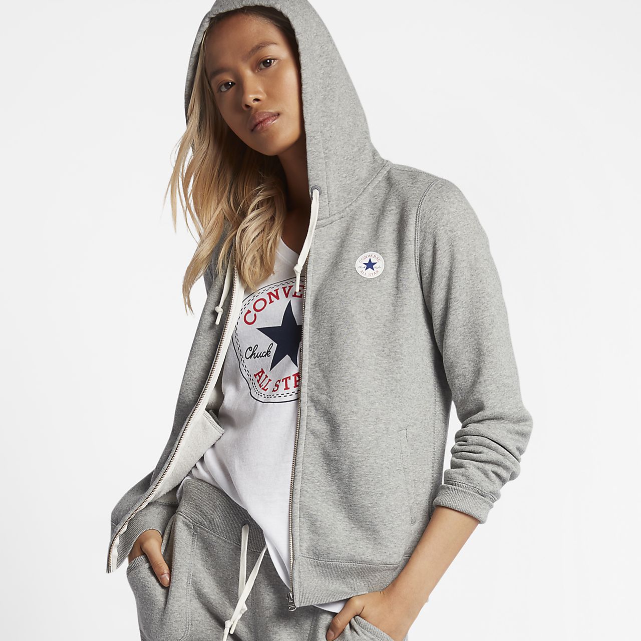 womens grey converse hoodie