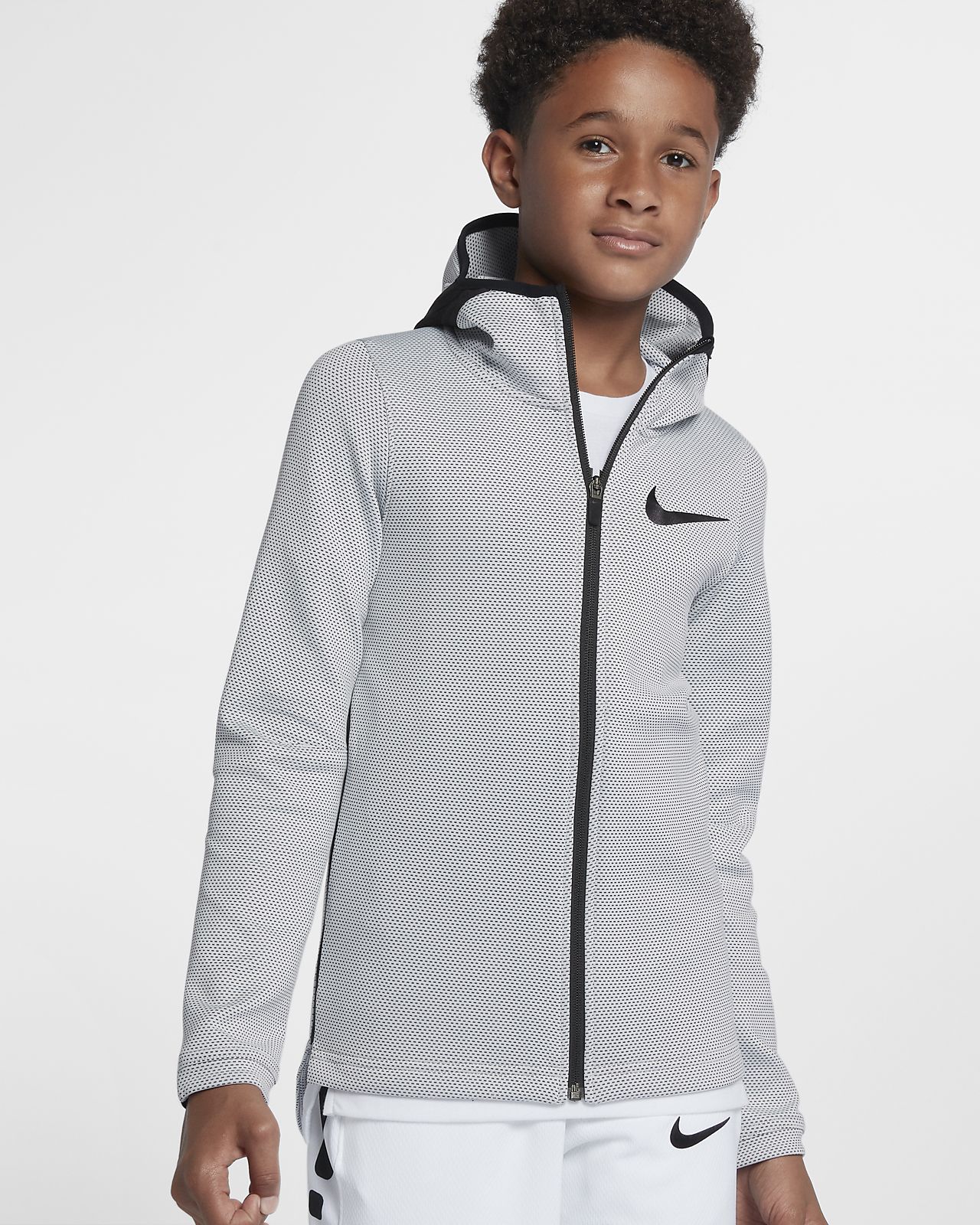 nike zip up hoodie kids silver