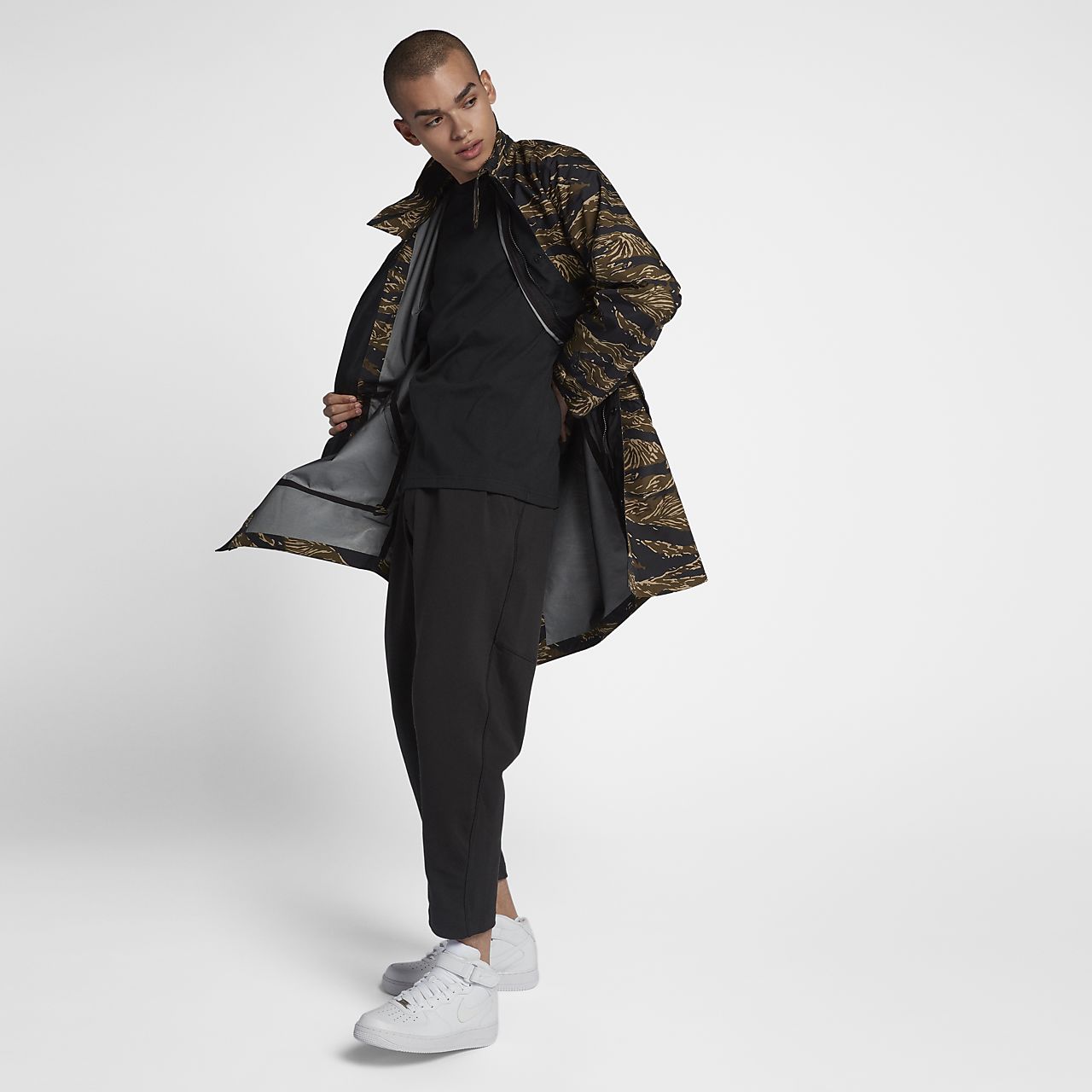 nikelab essentials tiger camo parka
