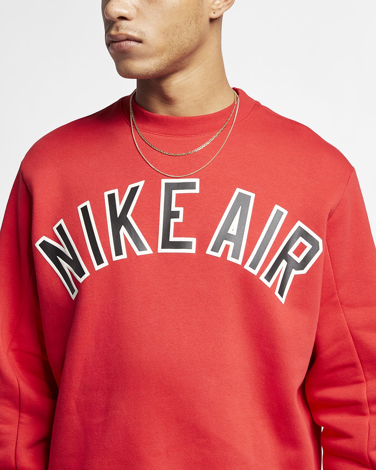nike air crewneck fleece in red
