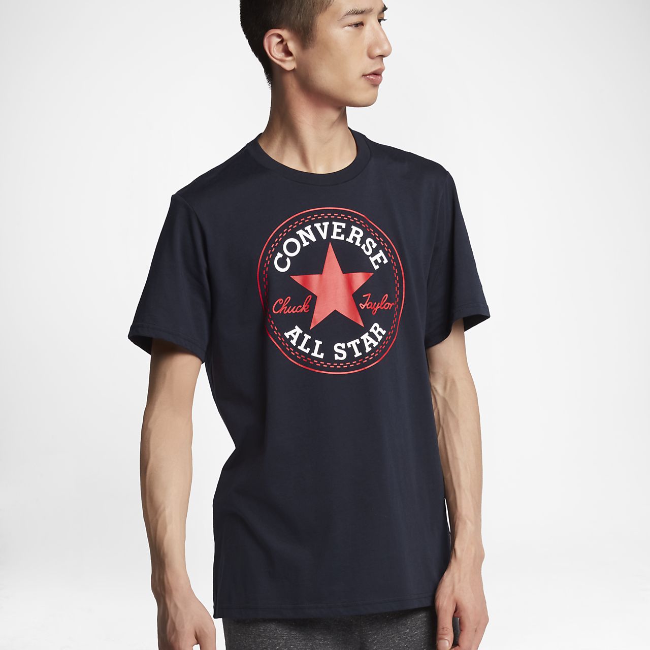 converse t shirt mens grey