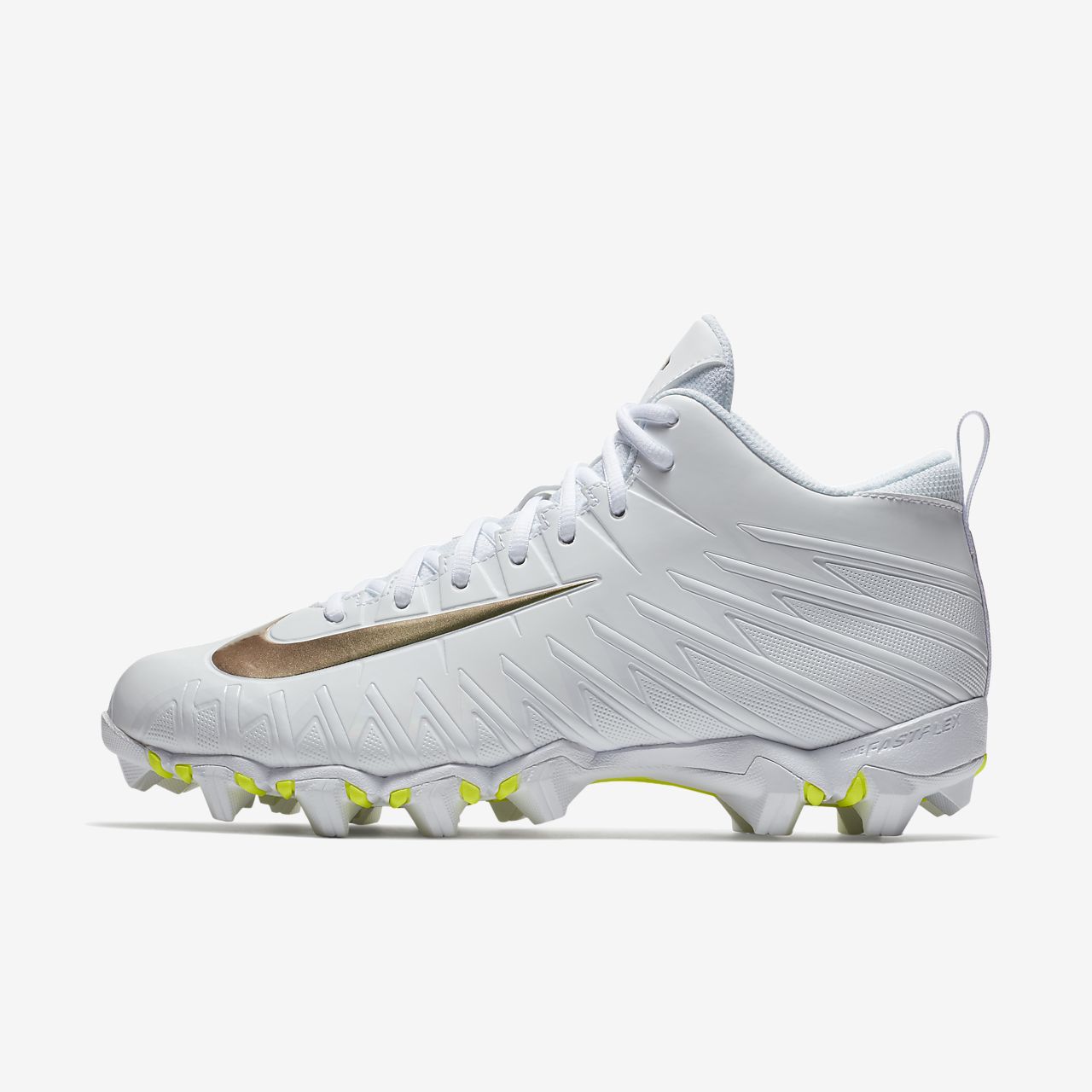 white and gold nike football cleats