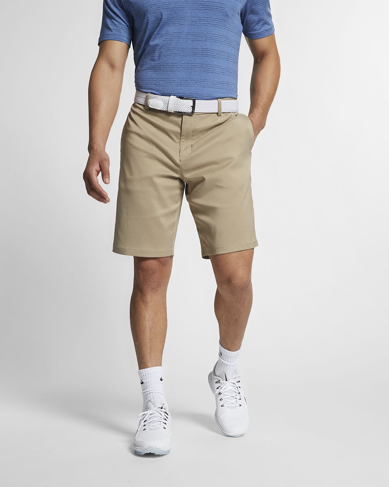 flex khaki shorts