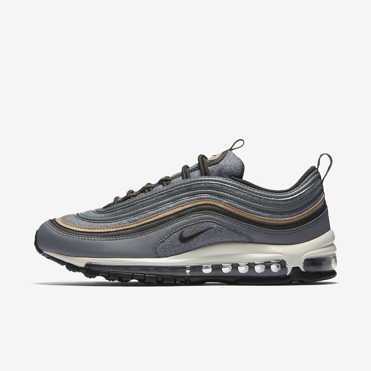 nike air max 97 premium trainers in black cracked leather