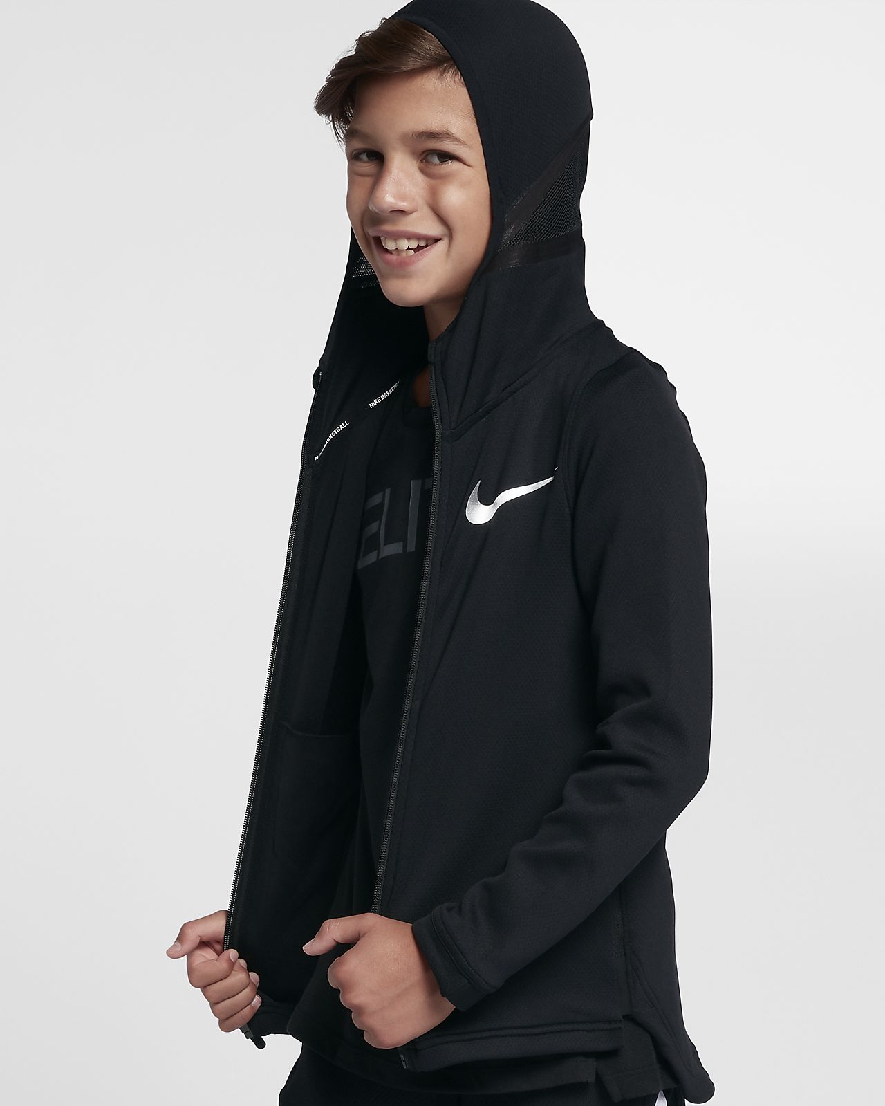 nike zip up hoodie kids silver