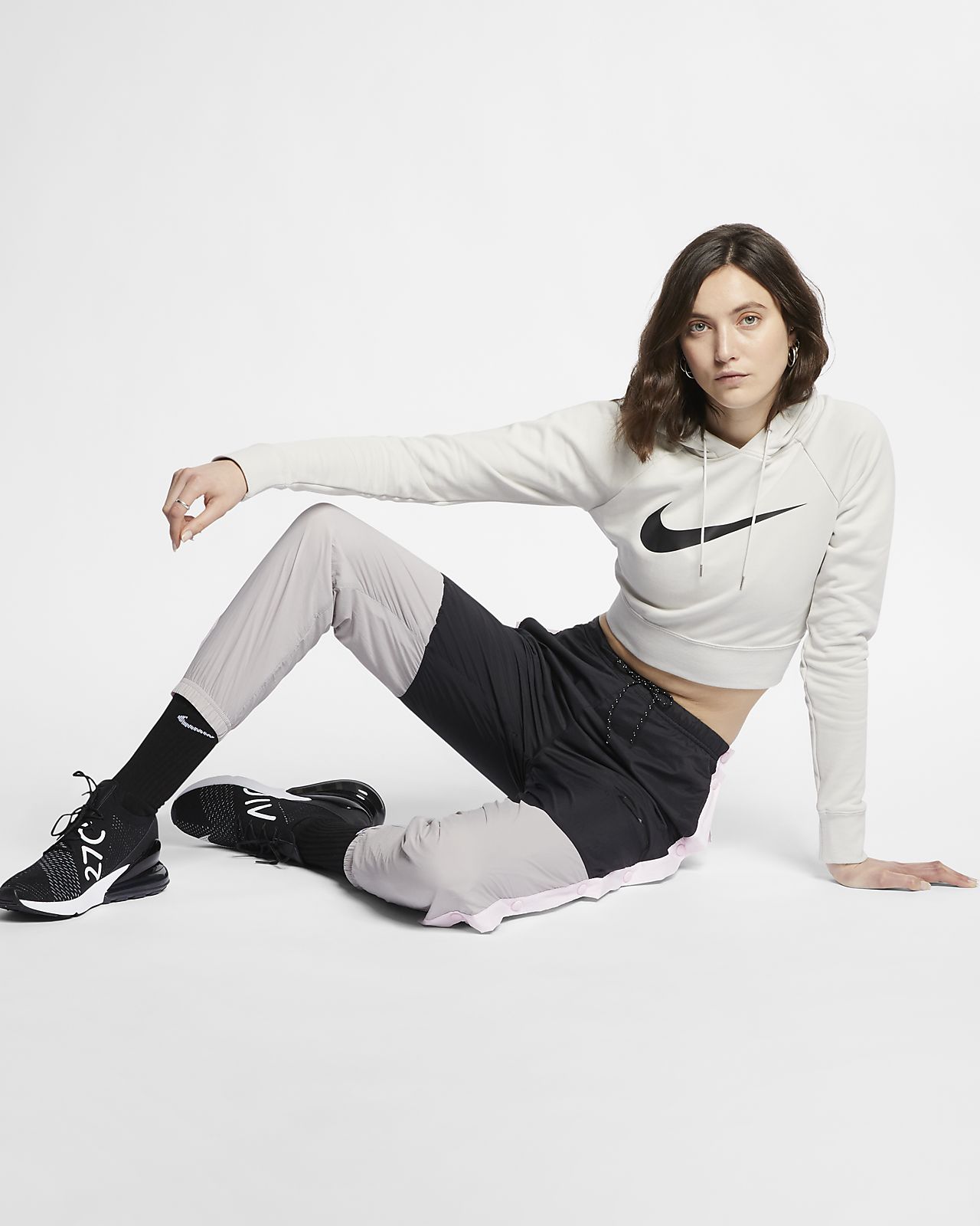 women's cropped french terry hoodie nike sportswear swoosh