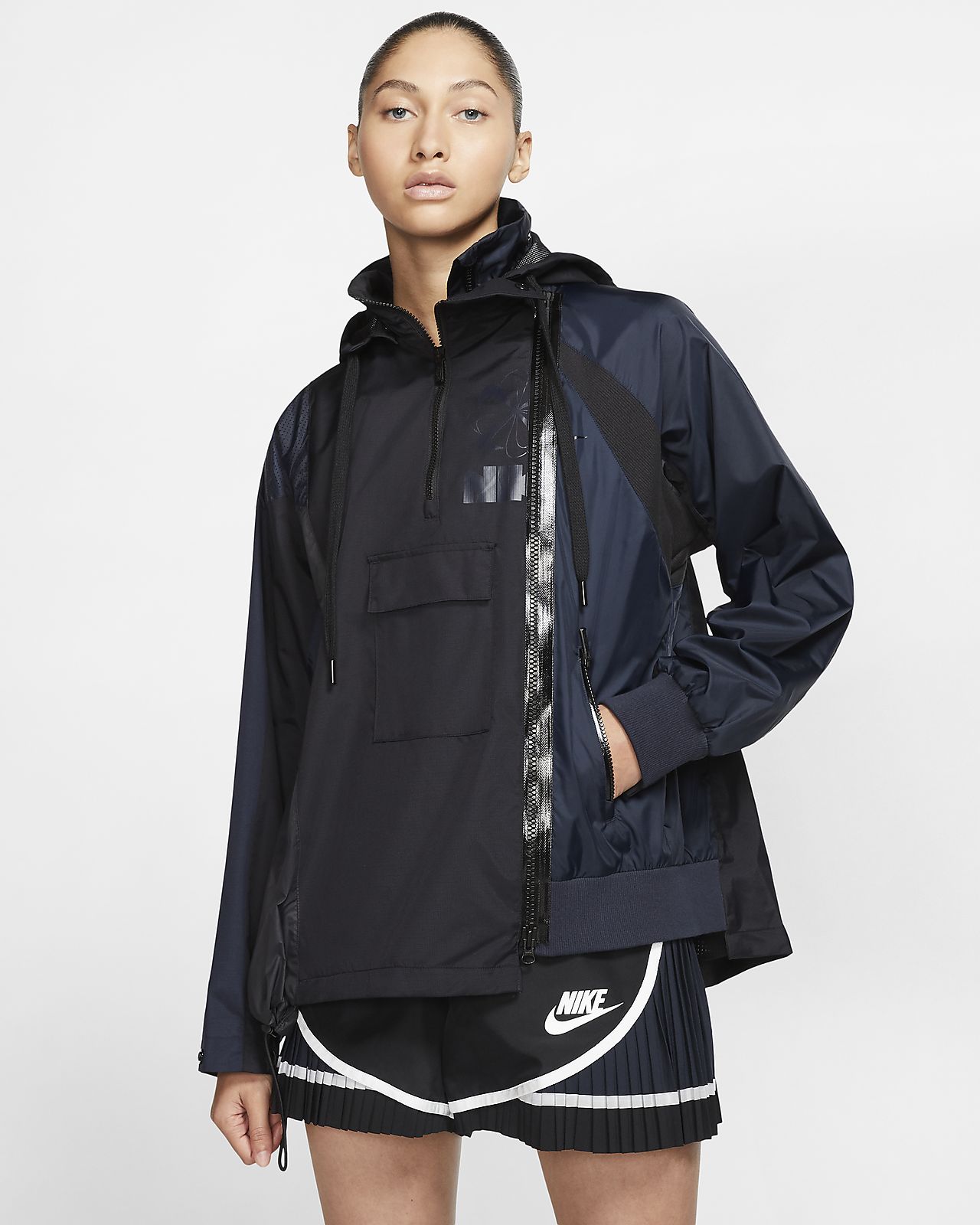 Nike x Sacai Damen Laufjacke mit Halbreißverschluss Nike x Sacai Damen Laufjacke mit Halbreißverschluss
