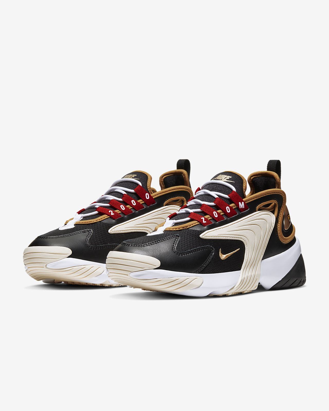 nike zoom 2k sneakers in black and gold