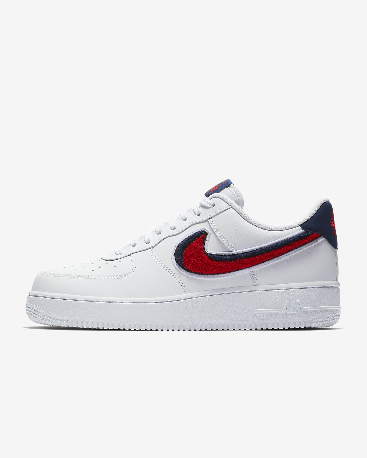 white air force 1 with red and blue check