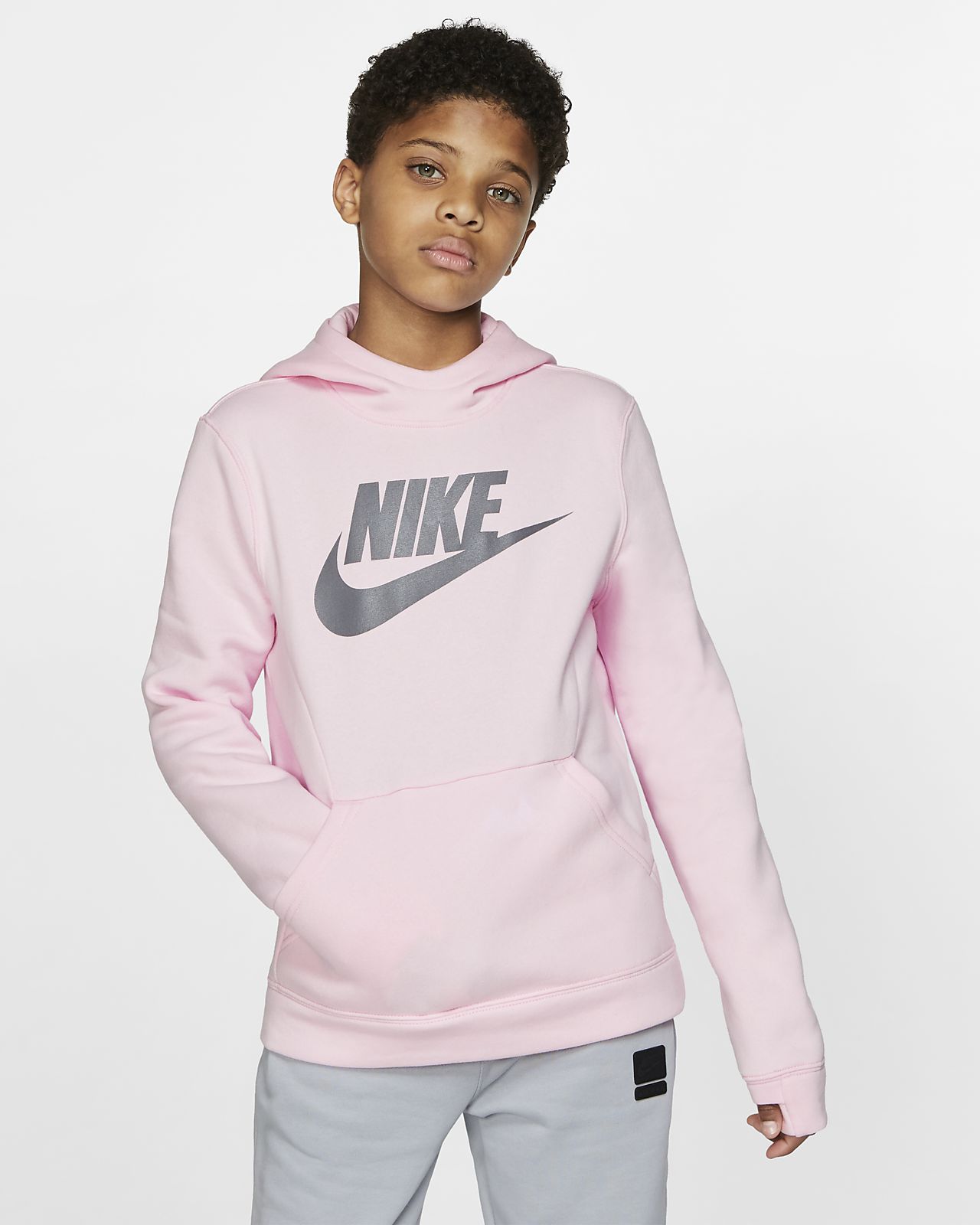 grey and pink nike hoodie