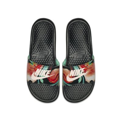 nike black floral slides