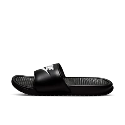 nike slippers black and white