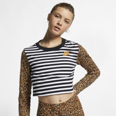 nike all over print long sleeve crop top