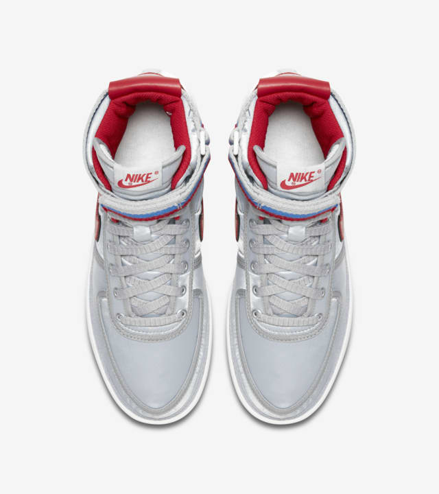 nike vandal high supreme university red metallic silver