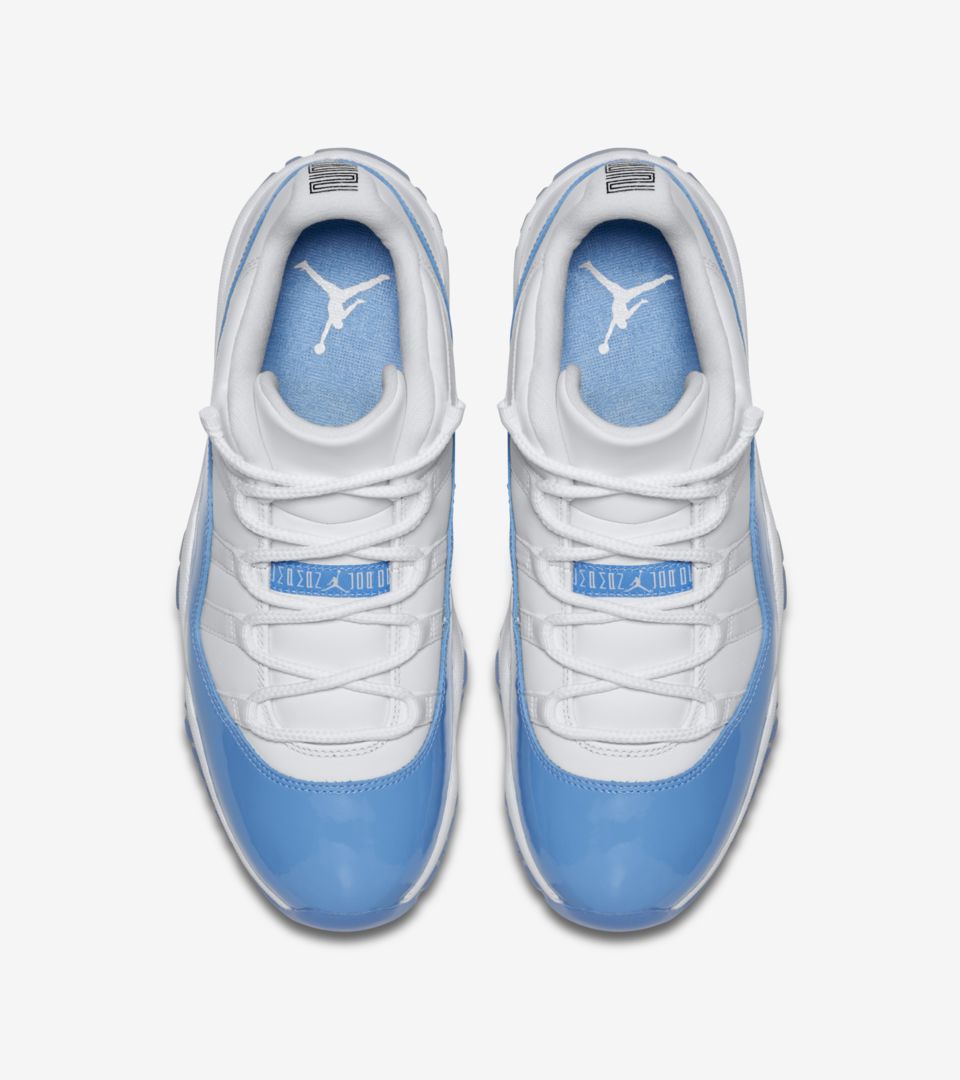 Air Jordan 11 Retro Low 'White & University Blue'. Nike⁠+ SNKRS