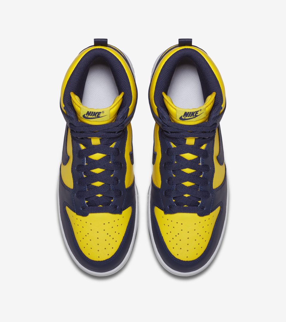 Nike College Colors Program: Nike Dunk High 'Michigan'. Nike⁠+ SNKRS