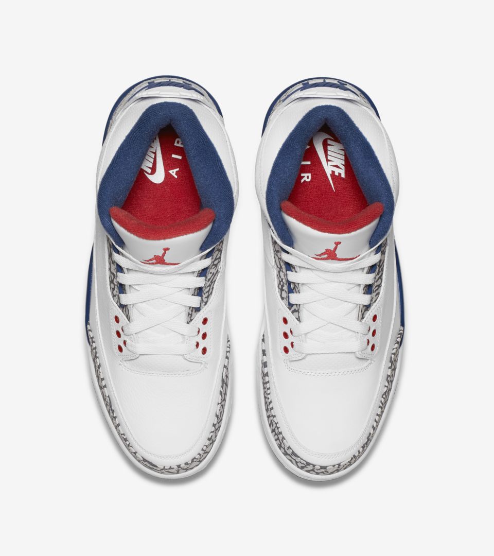 Air Jordan 3 Retro OG 'White & Cement Grey & Blue'. Nike⁠+ SNKRS