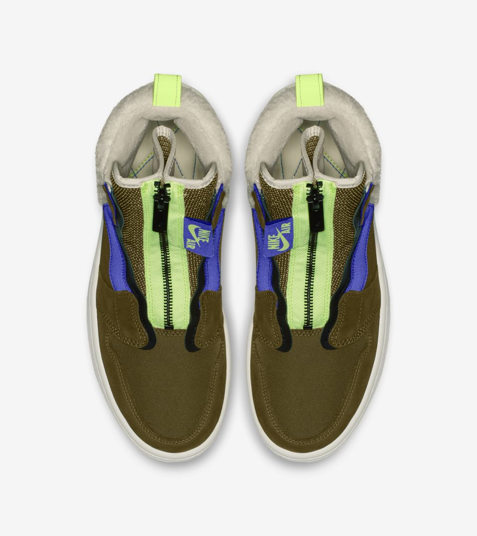 Women's Air Jordan 1 High Zip 'Olive Flak & Volt Glow & Beach' Release Date Women's Air Jordan 1 High Zip 'Olive Flak & Volt Glow & Beach' Release Date