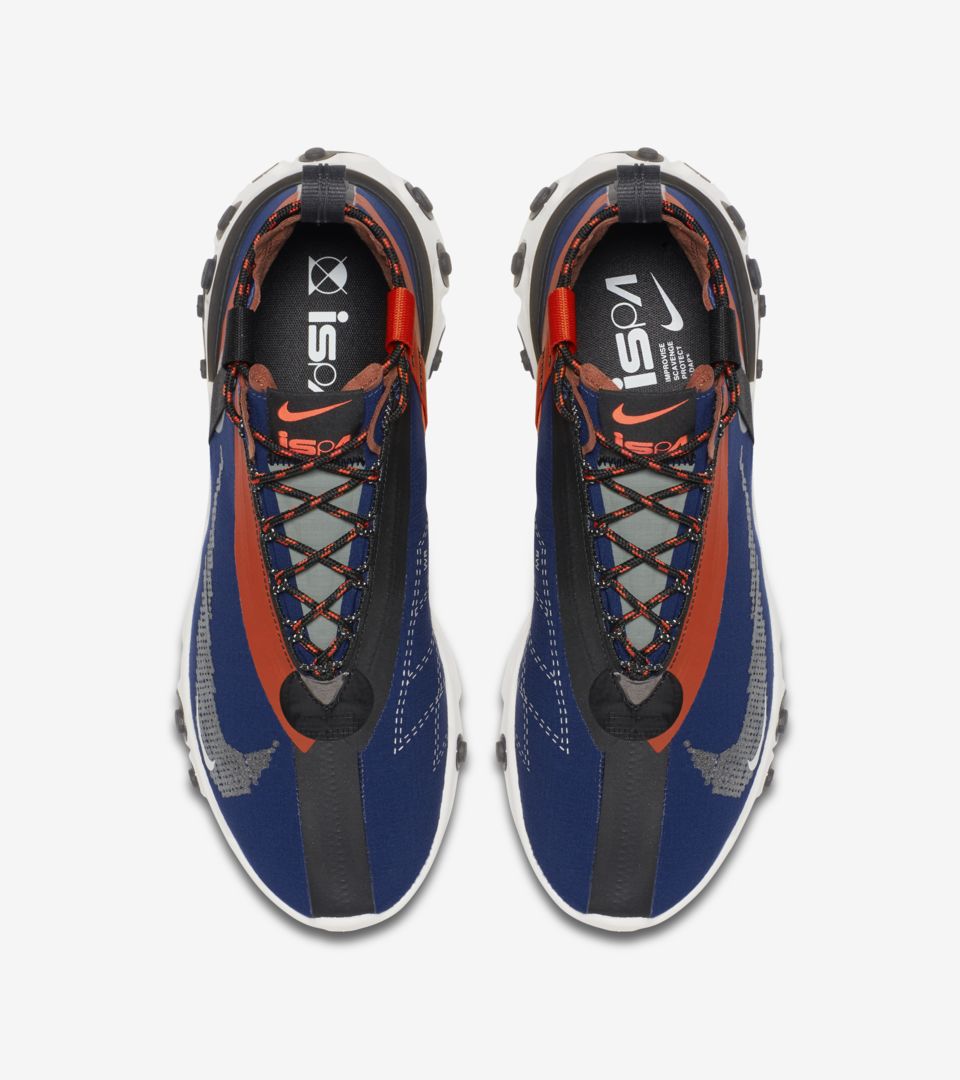 nike react runner mid wr ispa blue void team orange