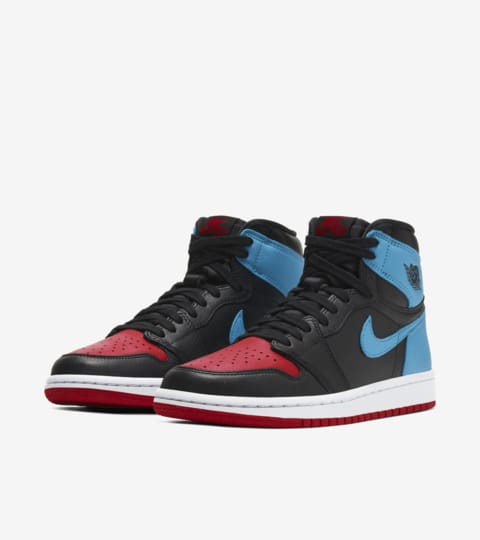 red and blue air jordan 1