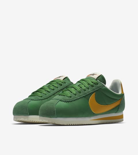 nike cortez green yellow