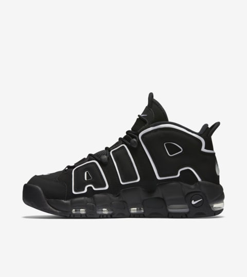 nike more uptempo black white